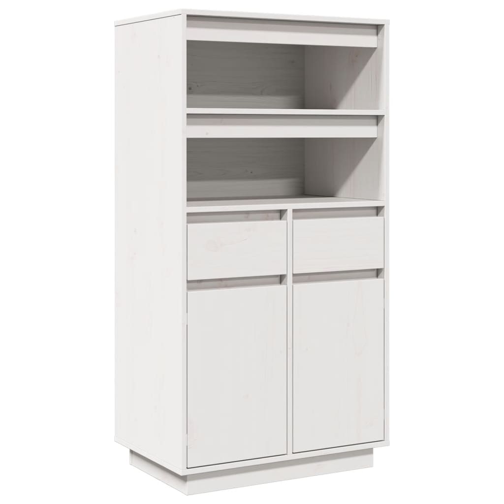 Credenza Bianca 60x40x116,5 cm in Legno Massello di Pino