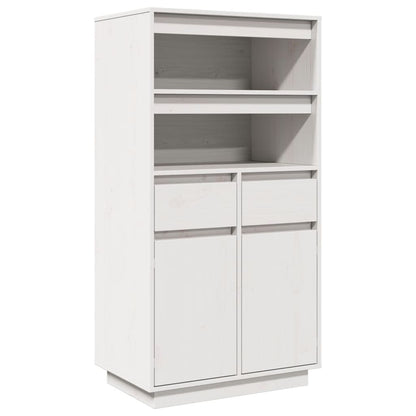 Credenza Bianca 60x40x116,5 cm in Legno Massello di Pino
