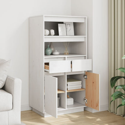 Credenza Bianca 60x40x116,5 cm in Legno Massello di Pino