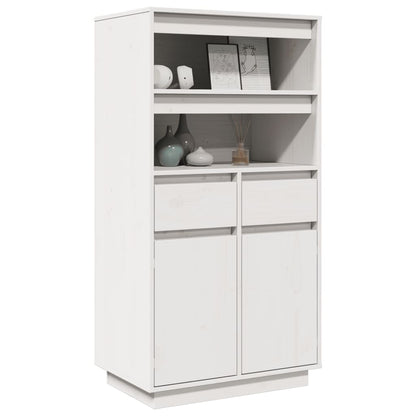 Credenza Bianca 60x40x116,5 cm in Legno Massello di Pino