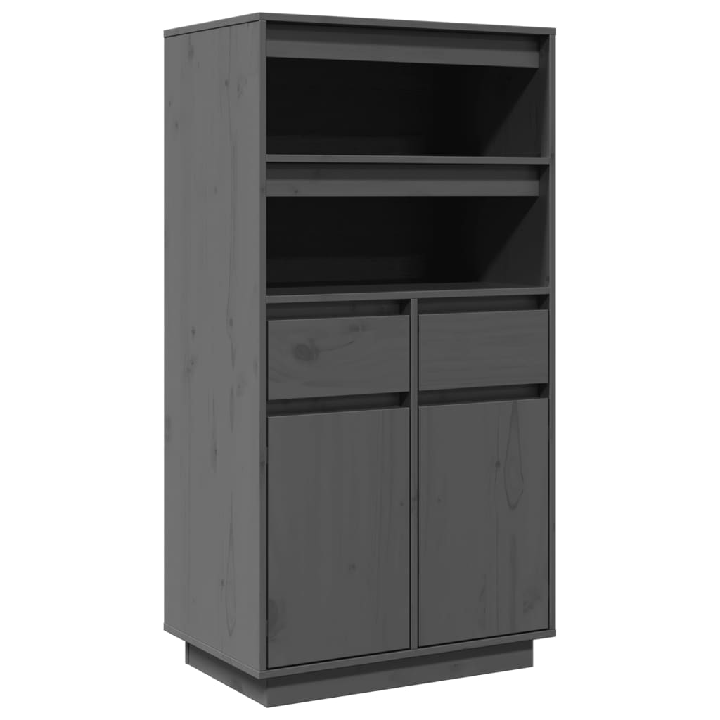 Credenza Grigia 60x40x116,5 cm in Legno Massello di Pino