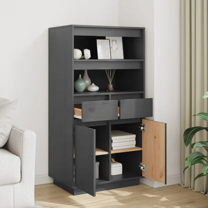 Credenza Grigia 60x40x116,5 cm in Legno Massello di Pino