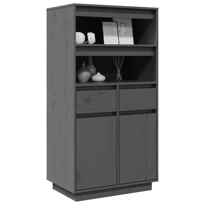 Credenza Grigia 60x40x116,5 cm in Legno Massello di Pino