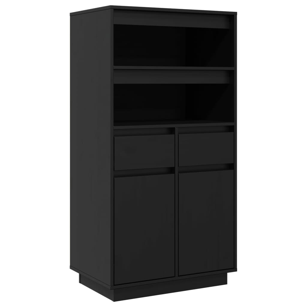 Credenza Nera 60x40x116,5 cm in Legno Massello di Pino