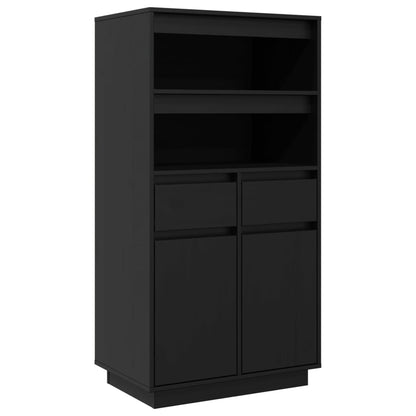 Credenza Nera 60x40x116,5 cm in Legno Massello di Pino