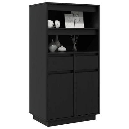 Credenza Nera 60x40x116,5 cm in Legno Massello di Pino
