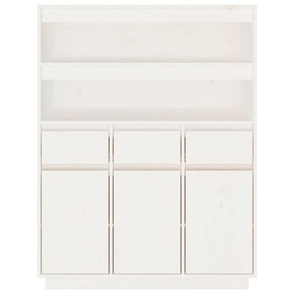 Credenza Bianca 89x40x116,5 cm in Legno Massello di Pino
