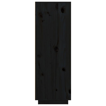 Credenza Nera 89x40x116,5 cm in Legno Massello di Pino