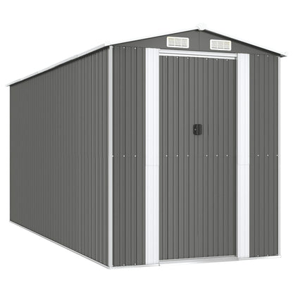 Capanno da Giardino Grigio Chiaro 192x440x223cm Acciaio Zincato