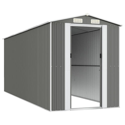 Capanno da Giardino Grigio Chiaro 192x523x223cm Acciaio Zincato