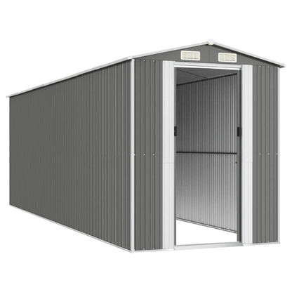Capanno da Giardino Grigio Chiaro 192x606x223cm Acciaio Zincato