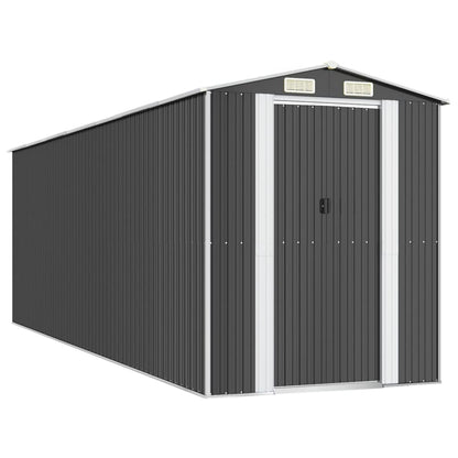 Capanno da Giardino Antracite 192x606x223 cm in Acciaio Zincato