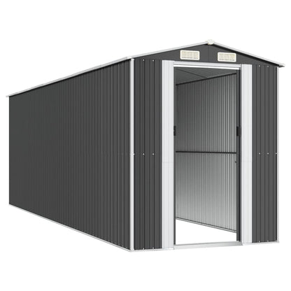 Capanno da Giardino Antracite 192x606x223 cm in Acciaio Zincato