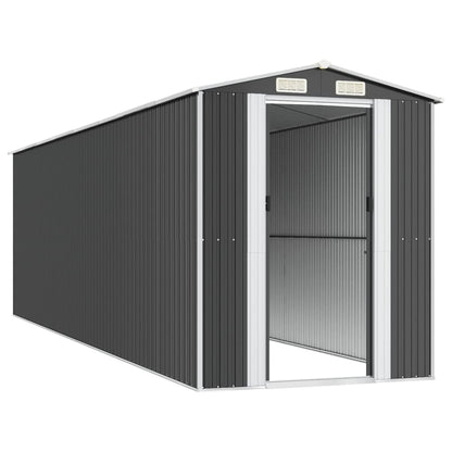 Capanno da Giardino Antracite 192x689x223 cm in Acciaio Zincato