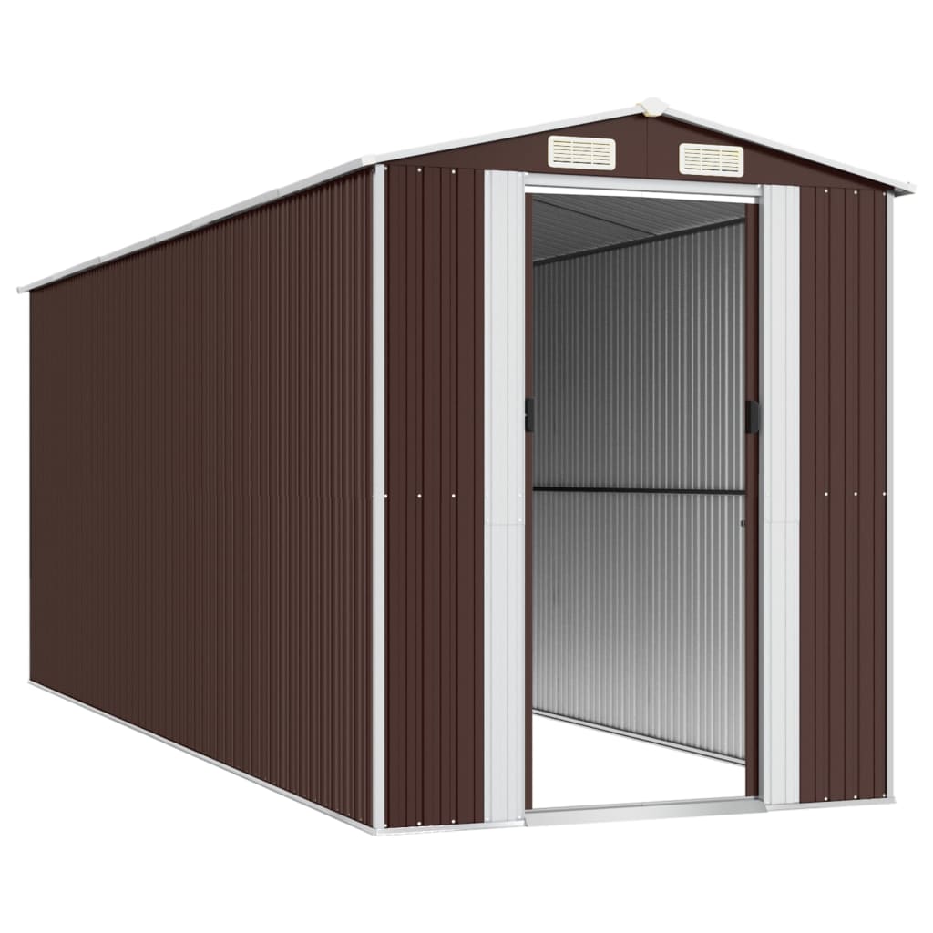Capanno da Giardino Marrone Scuro 192x523x223cm Acciaio Zincato