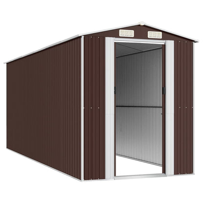 Capanno da Giardino Marrone Scuro 192x523x223cm Acciaio Zincato