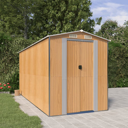 Capanno Giardino Marrone Chiaro 192x440x223 cm Acciaio Zincato