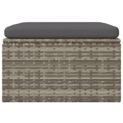 Poggiapiedi Giardino con Cuscino Grigio 55x55x30 cm Polyrattan