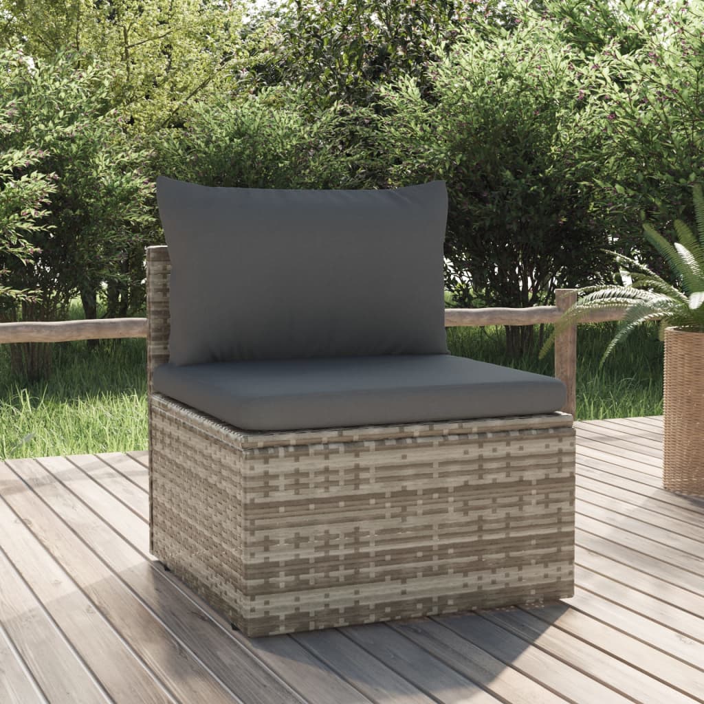 Poltrona Centrale Giardino Cuscino Grigio 57x57x56cm Polyrattan