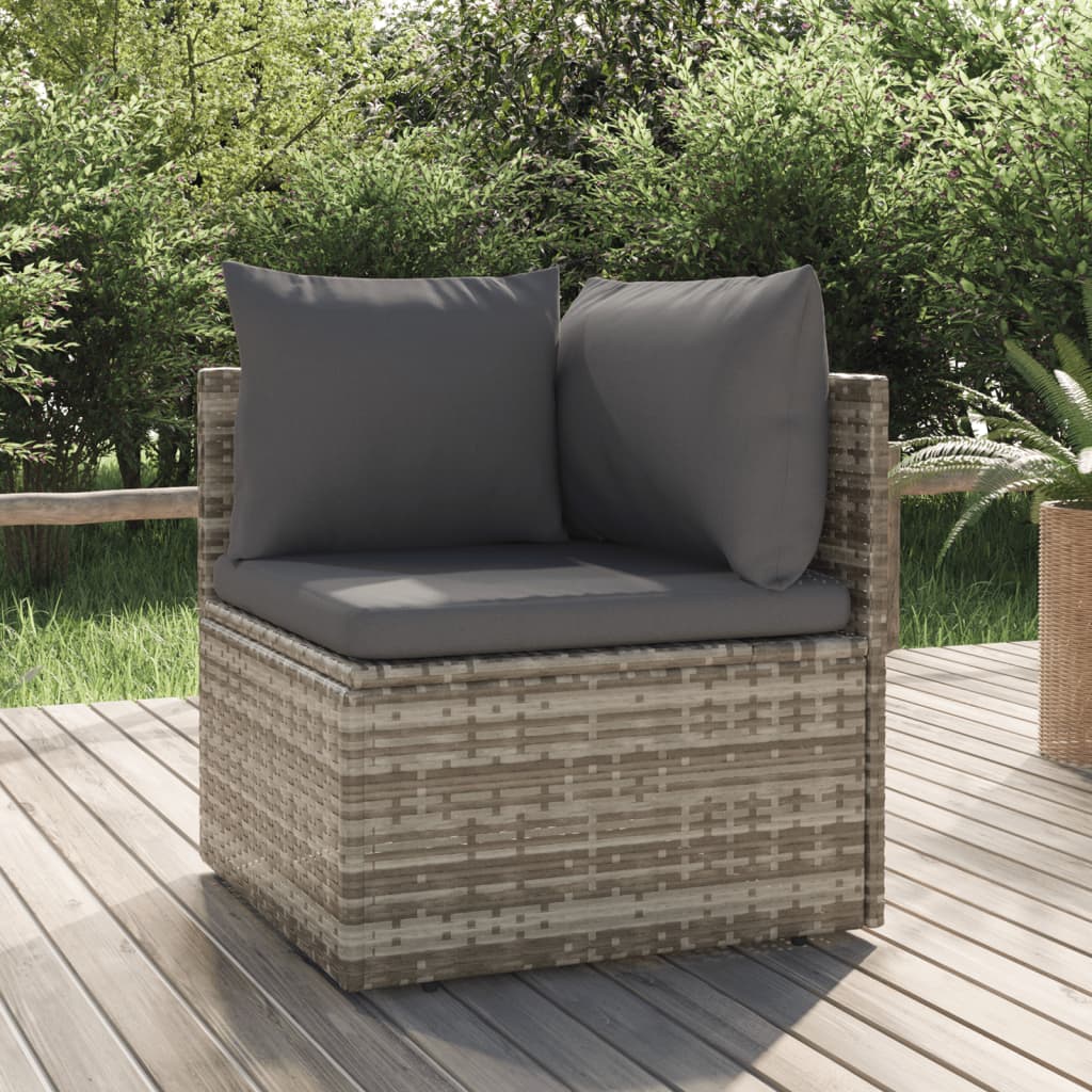 Poltrona Angolare Giardino Cuscino Grigio 57x57x56cm Polyrattan
