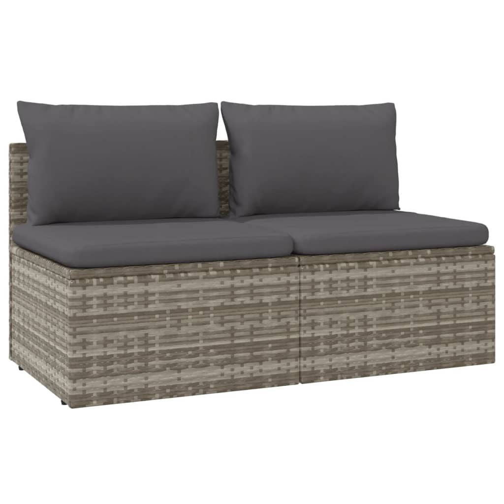 Divano da Giardino a 2 Posti con Cuscini in Polyrattan Grigio