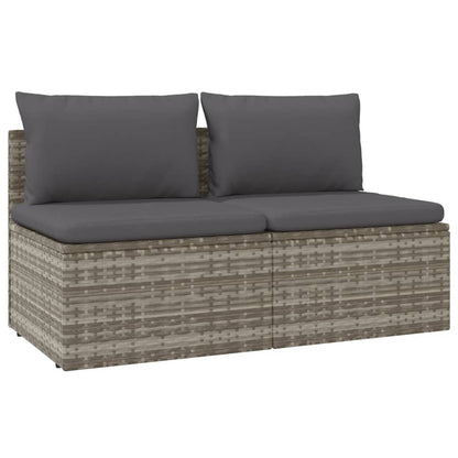 Divano da Giardino a 2 Posti con Cuscini in Polyrattan Grigio