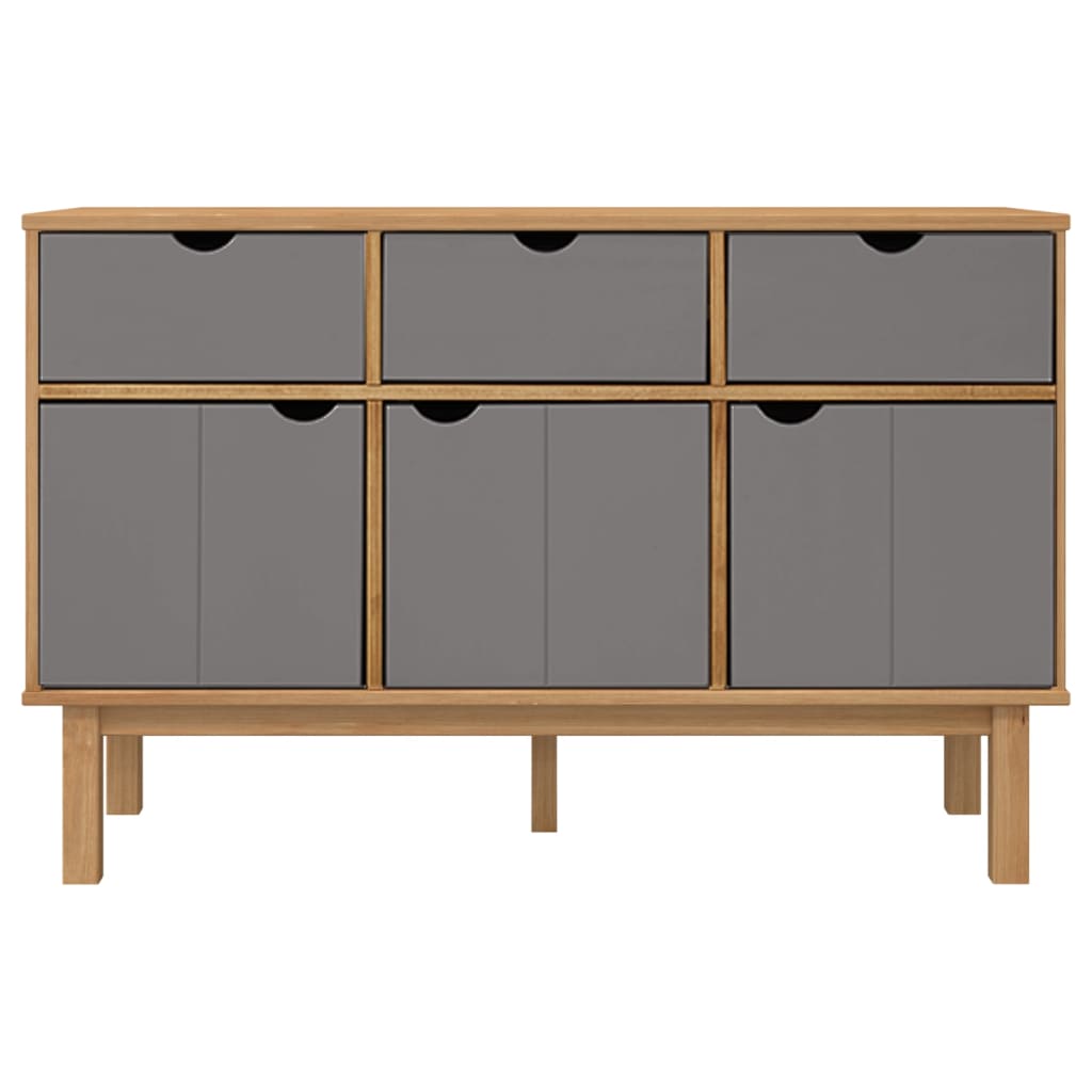 Credenza OTTA Marrone e Grigio 114x43x73,5 cm in Legno di Pino