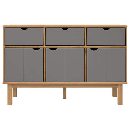 Credenza OTTA Marrone e Grigio 114x43x73,5 cm in Legno di Pino