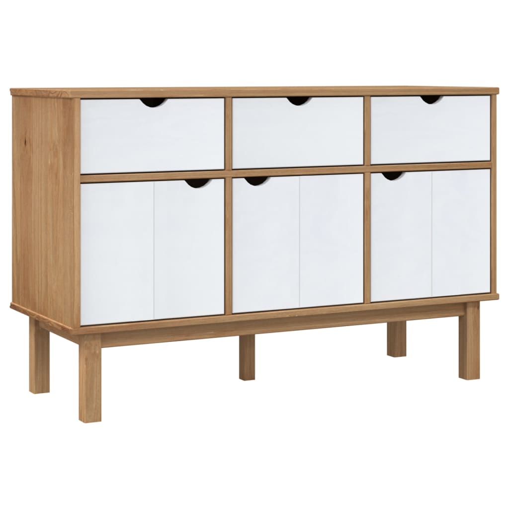 Credenza OTTA Marrone e Bianco 114x43x73,5 cm in Legno di Pino