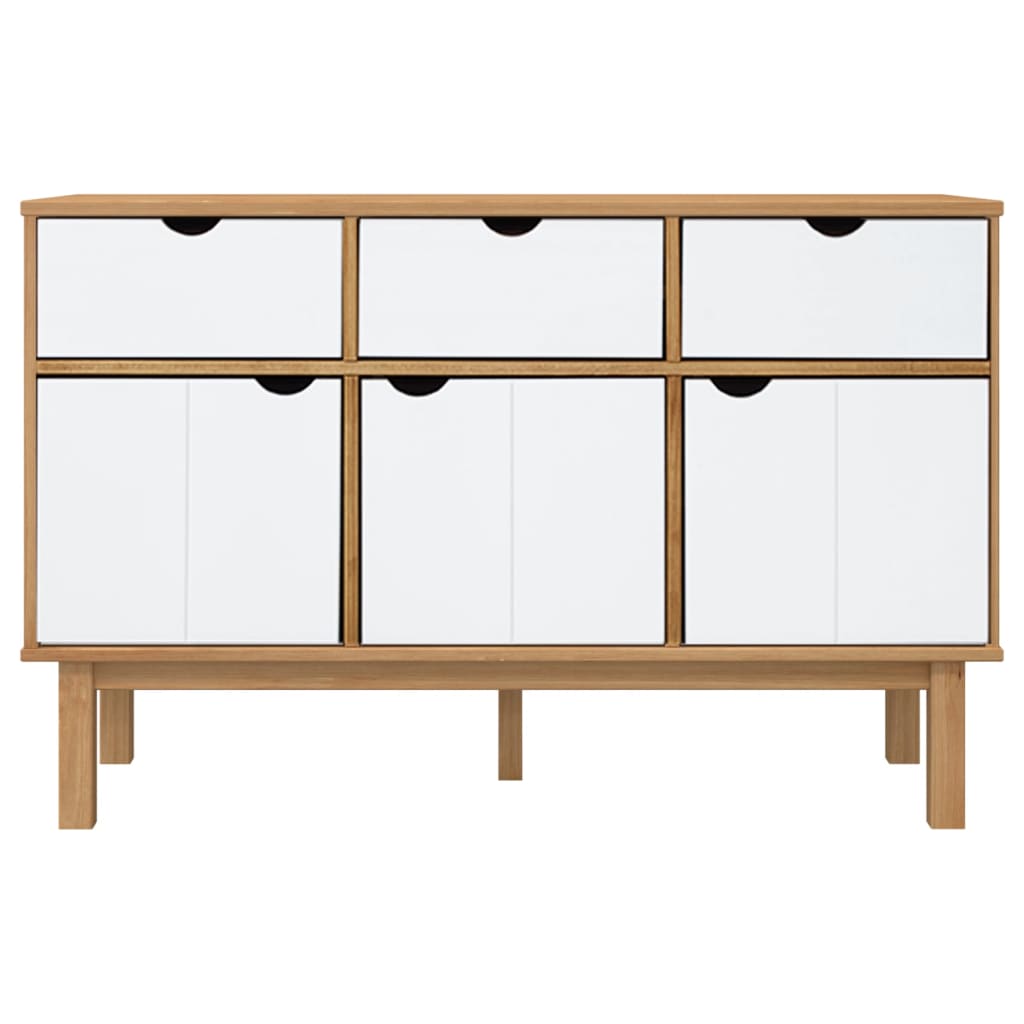 Credenza OTTA Marrone e Bianco 114x43x73,5 cm in Legno di Pino