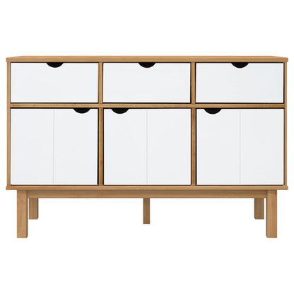 Credenza OTTA Marrone e Bianco 114x43x73,5 cm in Legno di Pino