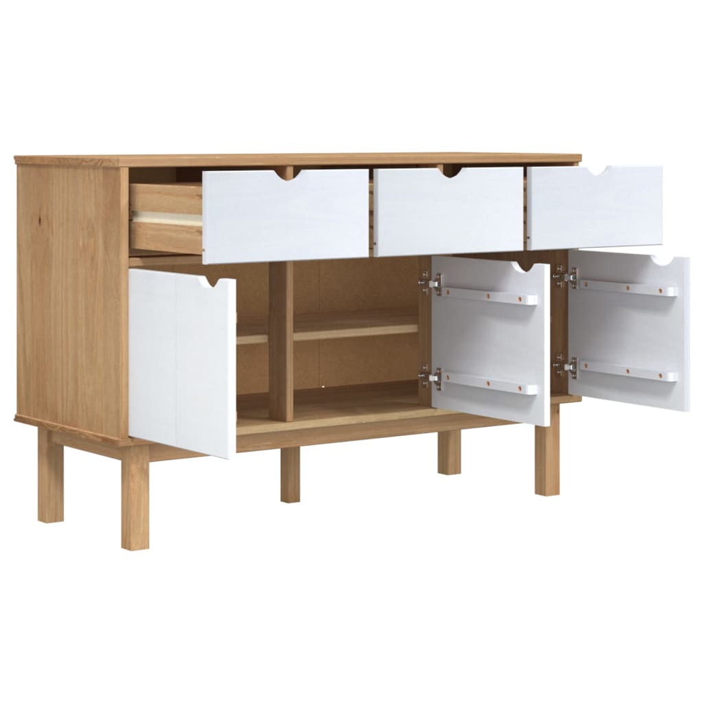 Credenza OTTA Marrone e Bianco 114x43x73,5 cm in Legno di Pino