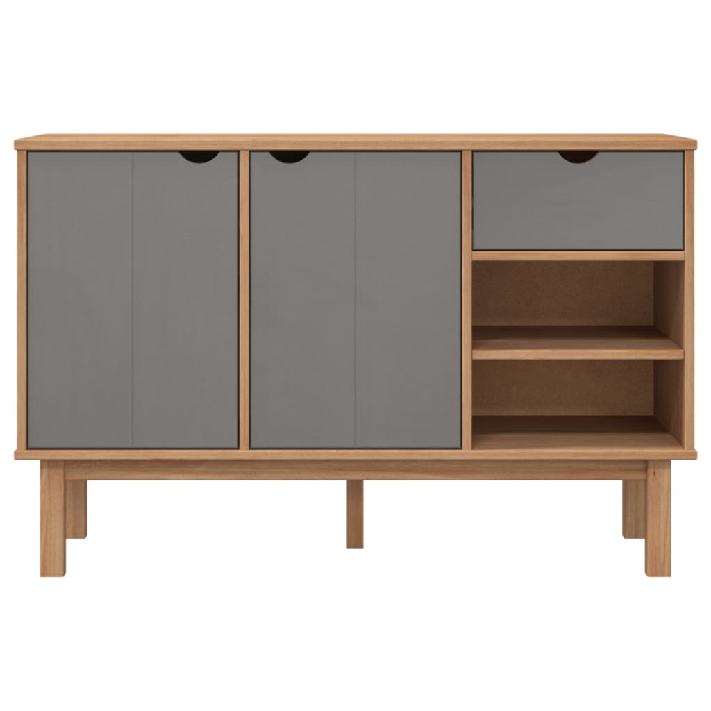 Credenza OTTA Marrone e Grigio 114x43x73,5 cm in Legno di Pino
