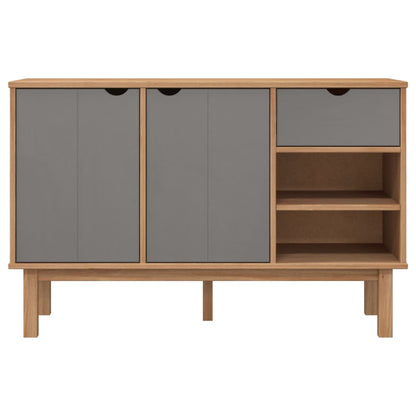 Credenza OTTA Marrone e Grigio 114x43x73,5 cm in Legno di Pino