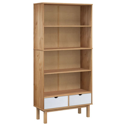 Libreria OTTA con 2 Cassetti Marrone e Bianco in Legno di Pino