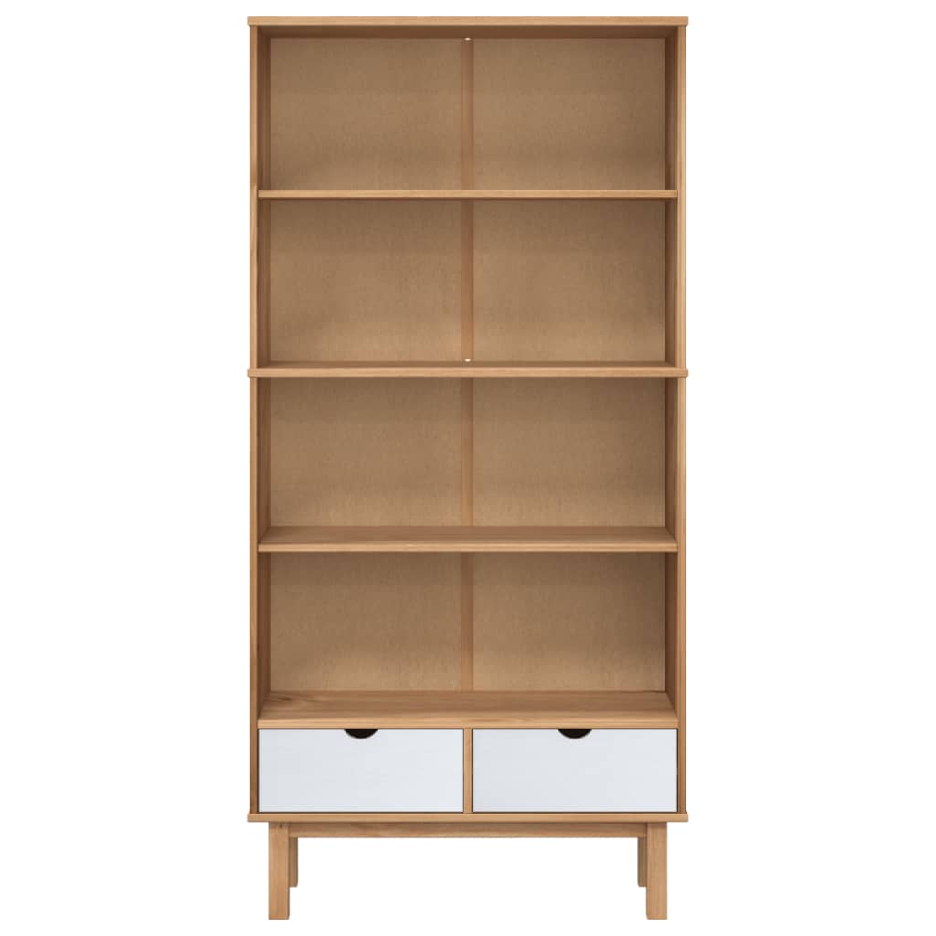 Libreria OTTA con 2 Cassetti Marrone e Bianco in Legno di Pino
