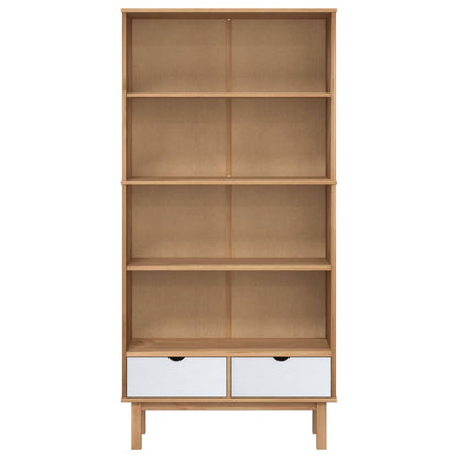 Libreria OTTA con 2 Cassetti Marrone e Bianco in Legno di Pino
