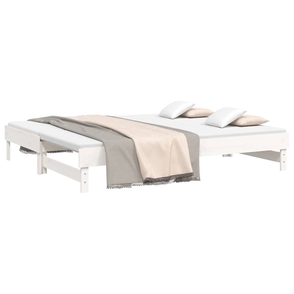 Dormeuse Estraibile Bianca 2x(80x200) cm Legno Massello di Pino