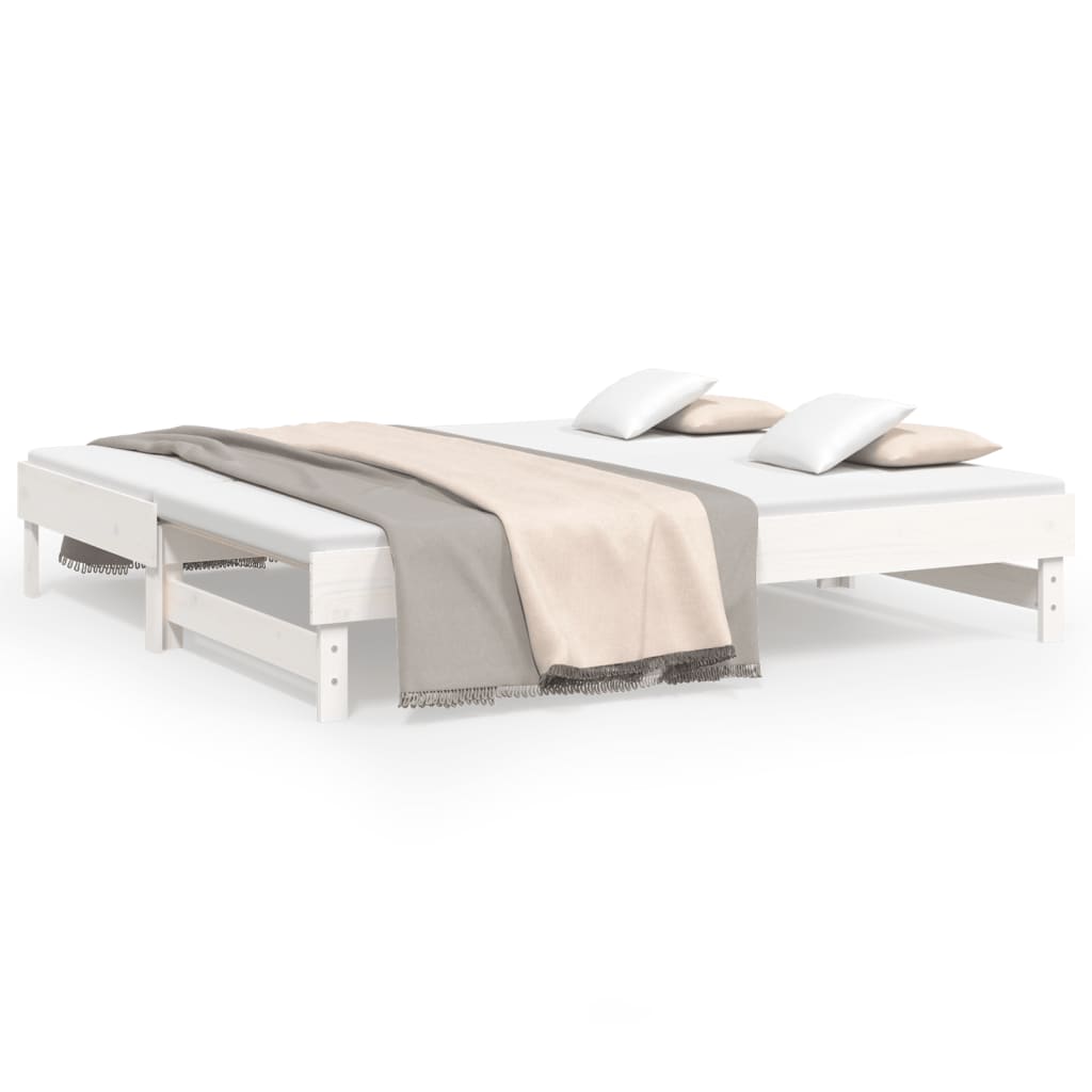 Dormeuse Estraibile Bianca 2x(90x190) cm Legno Massello di Pino