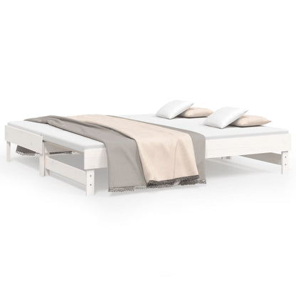 Dormeuse Estraibile Bianca 2x(90x190) cm Legno Massello di Pino