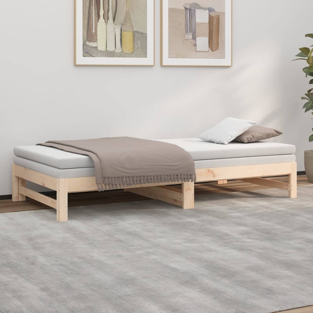 Dormeuse Estraibile 2x(90x200) cm Legno Massello di Pino