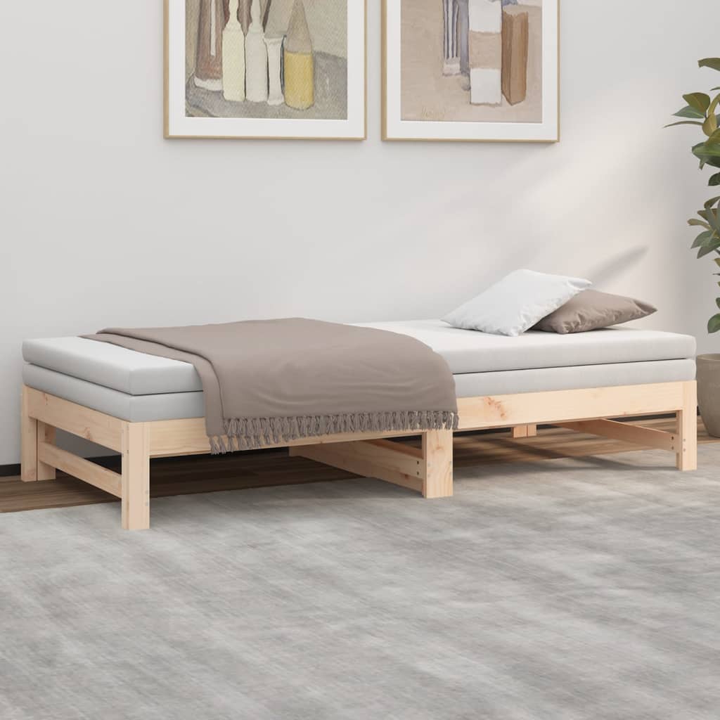Dormeuse Estraibile 2x(75x190) cm Legno Massello di Pino