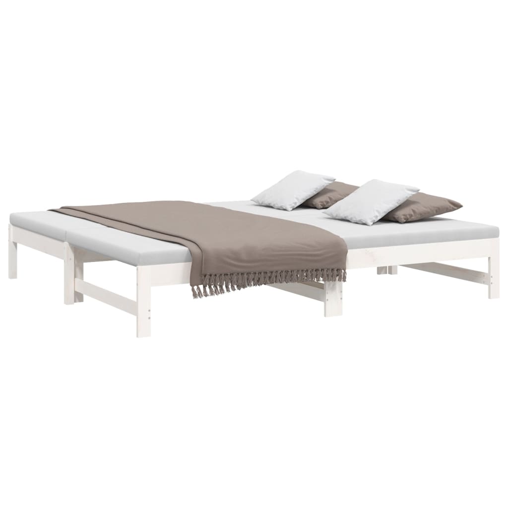 Dormeuse Estraibile Bianca 2x(75x190) cm Legno Massello di Pino