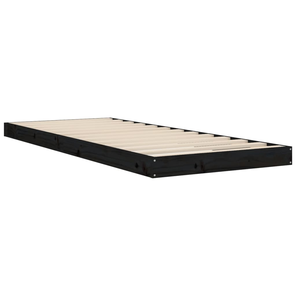 Giroletto Nero 75x190 cm Small Single in Legno Massello di Pino