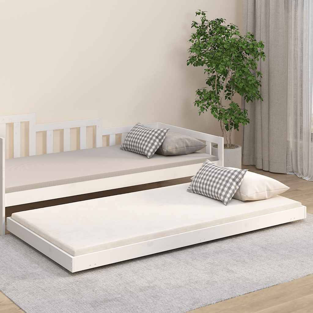 Giroletto senza Materasso Bianco 100x200 cm Legno Massello Pino