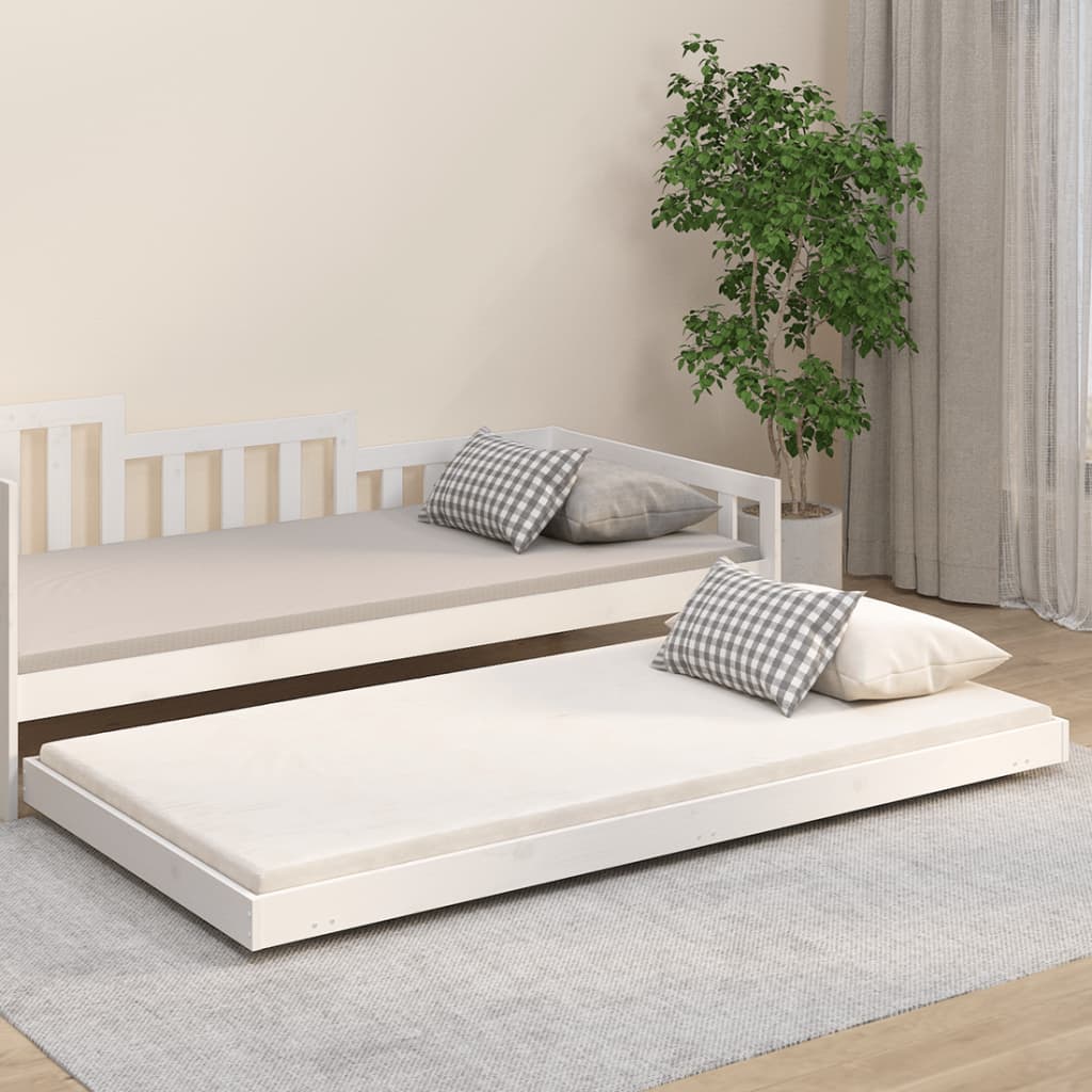 Giroletto senza Materasso Bianco 80x200 cm Legno Massello Pino