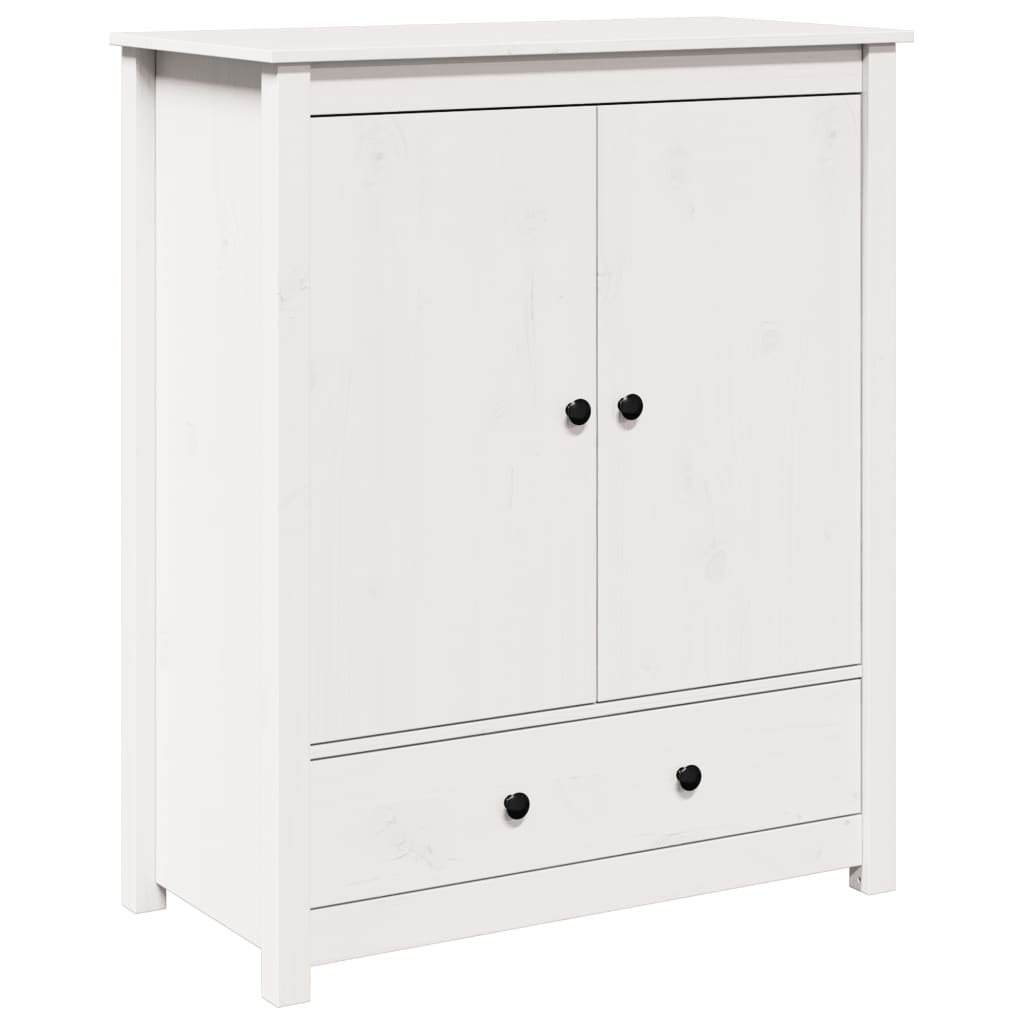 Credenza Bianca 83x41,5x100 cm in Legno Massello di Pino