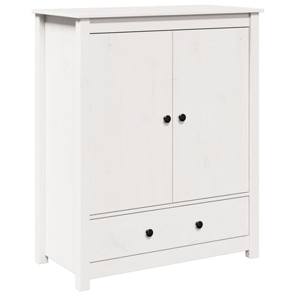 Credenza Bianca 83x41,5x100 cm in Legno Massello di Pino