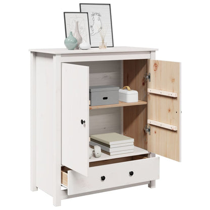 Credenza Bianca 83x41,5x100 cm in Legno Massello di Pino
