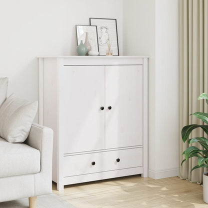 Credenza Bianca 83x41,5x100 cm in Legno Massello di Pino